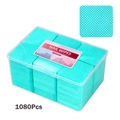 Lint-free teal nail wipes 1080pcs pack in a transparent storage box for manicure - Cyan