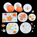 Set de moldes de silicona para Halloween con calabaza 3D hoja de arce y espantapájaros - Juego de 8 piezas Transparente