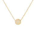 Elegant gold round pendant necklace with pavé set white zircon in stainless steel - April White - Gold