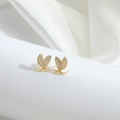 Exquisite golden dragonfly stud earrings featuring full zircon pave on wings for women - Gold Dragonfly