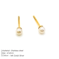 Minimalist 4x4mm freshwater pearl stud earrings with 14K gold plated stainless steel - Minimalist Pearl Studs(YE15768) / Gold