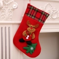 Christmas stocking with red plaid cuff and 3D reindeer applique on white fireplace - Red Large Stocking (Reindeer Style)