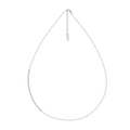 S925 sterling silver paperclip chain necklace in silver with sparkling white zircon stones - Silver Paperclip + Rhinestone Chain 40CM