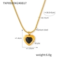 Retro gold titanium steel snake chain necklace with black heart pendant for women - Gold Necklace