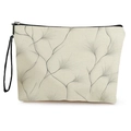 Borsa trucco floreale bianco crema con motivo botanico nero e chiusura a zip - Motivo a Linee Vegetali