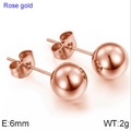 Minimalist 6mm rose gold sphere stud earrings in polished stainless steel for women - 6mm / Rose Gold