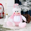 Pink and white Christmas snowman plush gnome with sequined scarf and knitted hat decor - Pink White Sphere Snowman