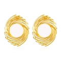 Detailed view of vintage 18K gold-plated stainless steel earrings with spiral texture - White