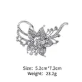 Silver flower brooch with pearls and rhinestones, 5.2x7.2cm, 23.2g weight - Silver Streamlined Floral Brooch (XD8450-1)