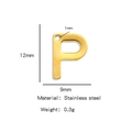 Minimalist golden stainless steel letter P pendant charm for DIY jewelry making - Letter P