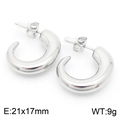 Minimalist 18K silver plated stainless steel C-shaped drop earrings size 21x17mm - Steel Color (KE112668-KFC)