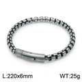 Men hip hop stainless steel box chain bracelet silver gray finish 220mm long - Oxidized Black 22cm*6mm