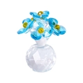 Blue crystal flower figurine with yellow core and transparent round base for home decor - 6 Round Petal Flowers-Lake Blue