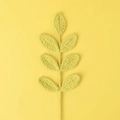 Handmade yellow crochet decorative stem with seven small leaves for festive home decor - 7 Leaves / Bud Yellow