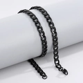 Minimalist black plated stainless steel Cuban chain necklace in hip hop street style - 8MM Black / Bracelet