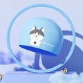 Light blue silicone swim cap for girls with cute cartoon husky and waterproof ear protection - Light Blue Husky