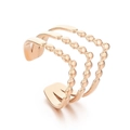 Bague réglable à trois couches en acier inoxydable avec finition or rose élégante - Perles Triple Couches Or Rose (KR105369--KFC)