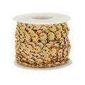 Gold vacuum-plated stainless steel sun disc chain with colorful enamel oil drops for DIY jewelry - Gold