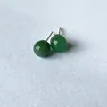 Elegant S925 silver stud earrings featuring 6mm natural green strawberry crystal beads - Green Agate / Gold