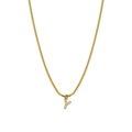 Gold plated snake chain necklace with sparkling zircon encrusted letter Y pendant - Letter Y