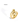 Anello regolabile tripla fascia placcato oro con sfere di metallo per donna minimalista - Stile a Tre Strati con Quattro Perle (YYR023070)