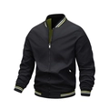 Giacca bomber casual nera da uomo con bordi a costine a righe e fodera giallo neon - M / Nero