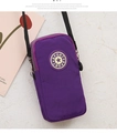 Vertical purple nylon phone crossbody bag with double zippers and sport logo - Bright Purple