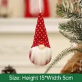 Red knitted Christmas gnome hanging ornament with heart pattern and white beard, 15cm size - Red Type A