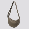Borsa a tracolla marrone minimalista in nylon con tracolla regolabile - verde oliva