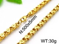 Gold-plated floral chain necklace for men in 500x5mm size and 30g weight specification - Gold 5mm Necklace (50cm)
