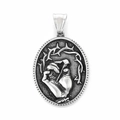 Punk vintage Virgin Mary stainless steel pendant with crown of thorns and aged finish - Crucifixion Hand with Nail Style (KP119859-MI)