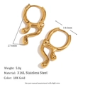 Hollow triangle stud earrings in 18K gold plated stainless steel with fluid metal design - Liquid Metal Style Hoop Earrings - Gold