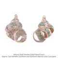 Natural sea shell pendant with gold electroplated edge and metal loop for DIY jewelry - Dark Green Texture Style (BTA144-14)