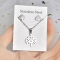 Silver stainless steel jewelry set featuring tree of life necklace and stud earrings - Tree of Life