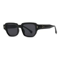 Classic black square frame sunglasses with gold arrow accents and dark grey lenses - Glossy Black Frame Gray Lens