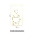 Décoration murale moderne en métal doré tasse à café fil de fer 24x12cm - Style C / Or