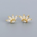 Eleganti orecchini a lobo a corona dorati con zirconi taglio marquise in coppia - Argento 925 / Oro