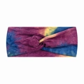 Elastisches Batik-Yoga-Stirnband mit verdrehtem Knoten in Lila, Blau und Gelb - Batik 2