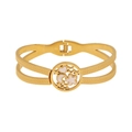 Golden double-layer open bangle featuring a textured butterfly and life tree charms - Hollow Heart Moon Star Style (6#)