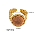 Geflochtener offener Ring mit 14K Goldbeschichtung und rundem braunem Naturstein - Sonnenstein