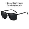 Polarized TR sunglasses in glossy black frame with dark gray lenses and stripe detail - Glossy Black Frame Grey Lens