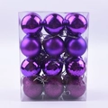 12-piece set of purple Christmas baubles with glitter, matte, and glossy finishes - 4cm 24pcs/Box / Purple