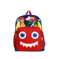 Cute red cartoon monster backpack for primary school children with protective ergonomic design - Red