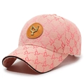 Pink monogram baseball cap with embroidered lettering and metallic logo patch - Pink
