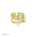 Detailed view of gold multi-layer pearl ring with 15mm size and 5.2g weight specs - Style B