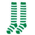 Detailed knit texture of green and white striped festive over-the-knee socks for children - One Size (7-12Y) / Green & White Stripes