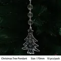 Set of 10 clear acrylic Christmas tree hanging ornaments with beaded chains 170mm long - 170mm Christmas Tree