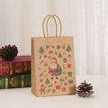 Weihnachts-Geschenktüte aus Kraftpapier mit Weihnachtsmann- und festlichen Baummustern - 035-3 Weihnachtsmann / 21*15*8cm