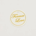 White round Forever Love gift tag with gold trim for Chinese wedding favors - Round Card