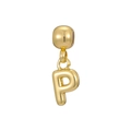 Macro shot of gold-plated balloon style letter P pendant with polished metallic finish - Letter P